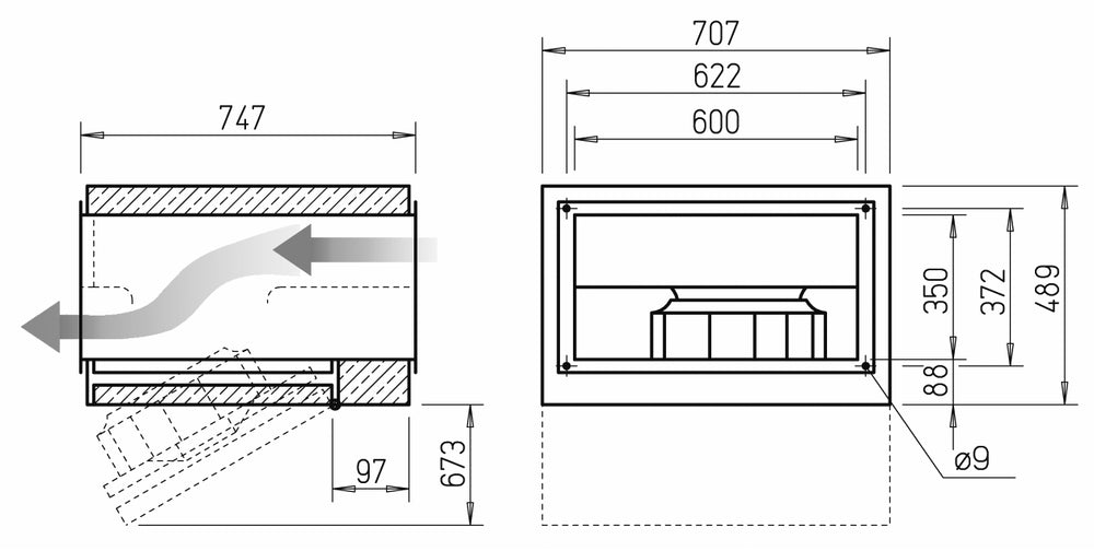 Helios SKRD EC 560/100/50 B, SILENT Kanalventilator EC, schallgedämpft, 3-PH 380-480V 50/60Hz reg.