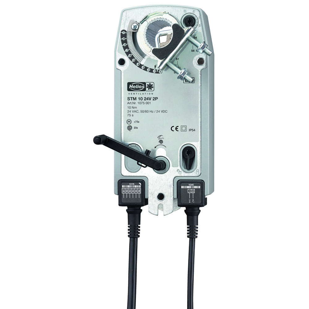 Helios STM 10 24V 2P, Klappen-Stellmotor, 10 Nm 24 V DC, IP 54 Federrücklauf, Hilfsschalter