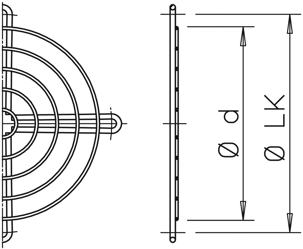 Helios SG 560, Schutzgitter zu Rohrflansch