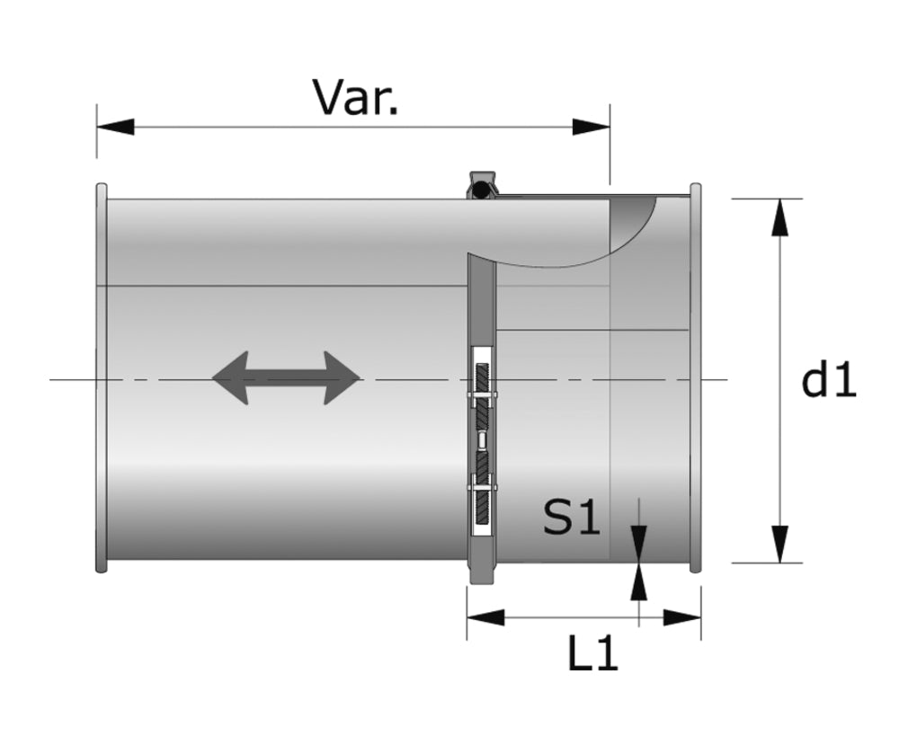Metu-Form Schieberohr (Parallelflansch-System) NW 710