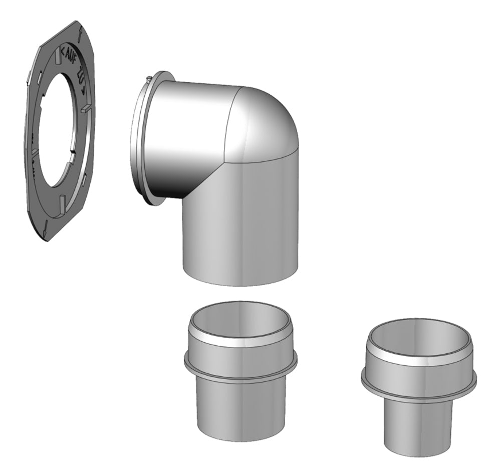 Helios ELS-WCS, WC-Anbindungsset bestehend aus Winkel, Stufenstutzen, Ver- schlussdeckel.