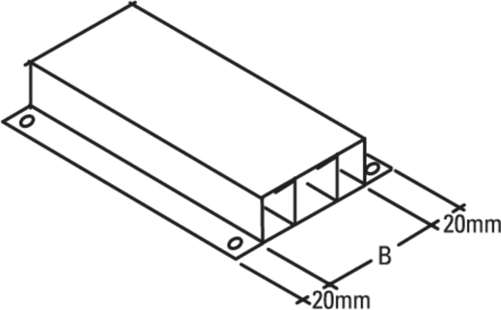 späth Flachkanal mit Befestigungsleiste verstärkt FK-FKE, BXL=180x2000mm
