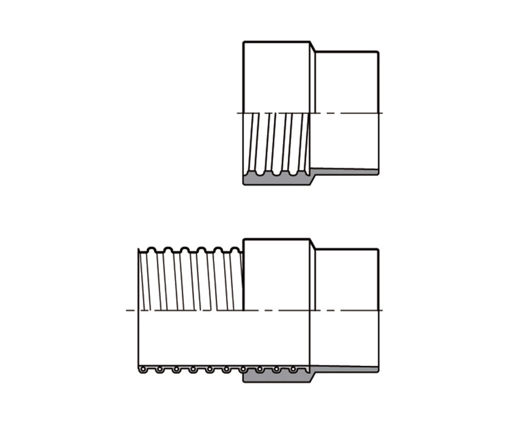 Norres Weiche Muffe aufschraubbar für AIRDUC® Schläuche 350, 351 ,355, 533, 341, DN 40mm