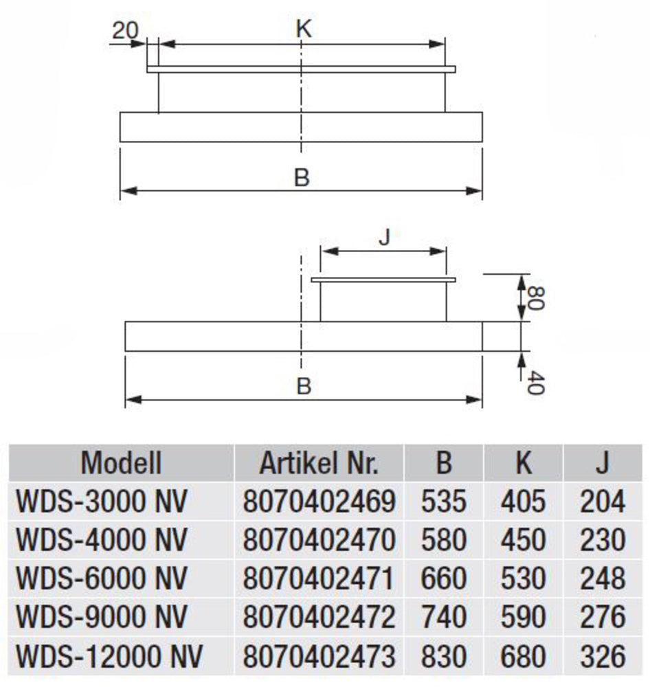 S&P Wetterschutzdach WDS-12000 NV mit Anschlussstutzen