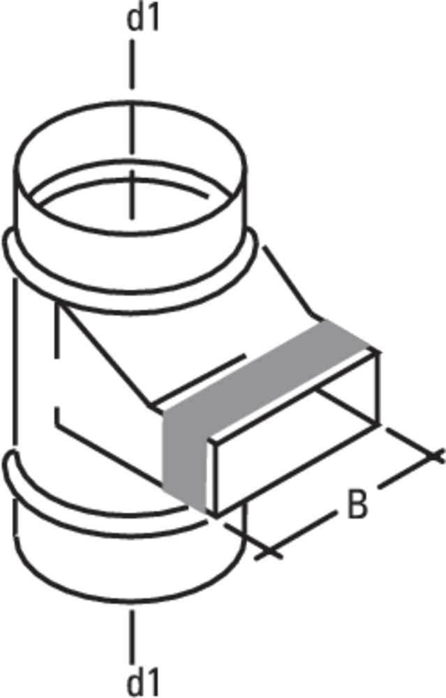 späth Flachkanal Abzweigstück (strömungsgünstig) FK-AZS, NW 125mm, B=220mm