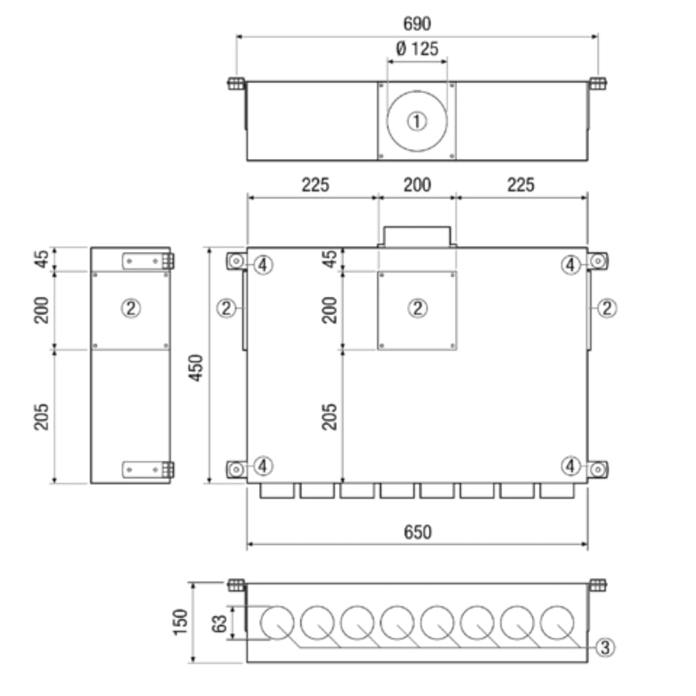 Maico Luftverteiler aus Blech MF-BV63-125-8