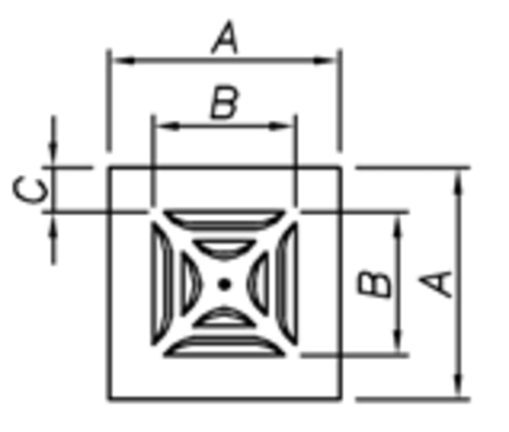 späth Deckenluftauslass 52-FR-4-Stamp 295/150, 4-seitig ausblasend, gestanzte, umlaufende Lamellen