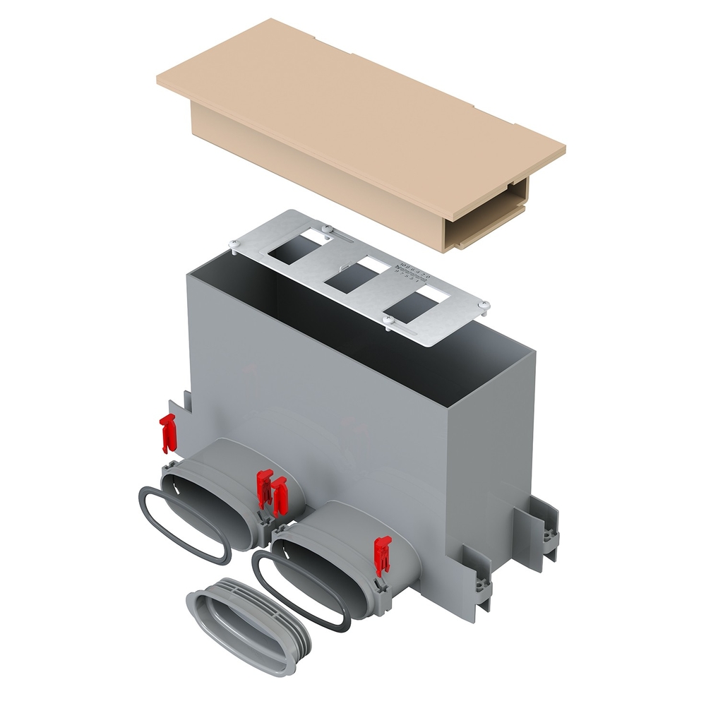 Helios FRS-WBK 2-51, FlexPipe Wand-Boden-Kasten 2 Stutzen Oval 51 für Wand-/Bodengitter