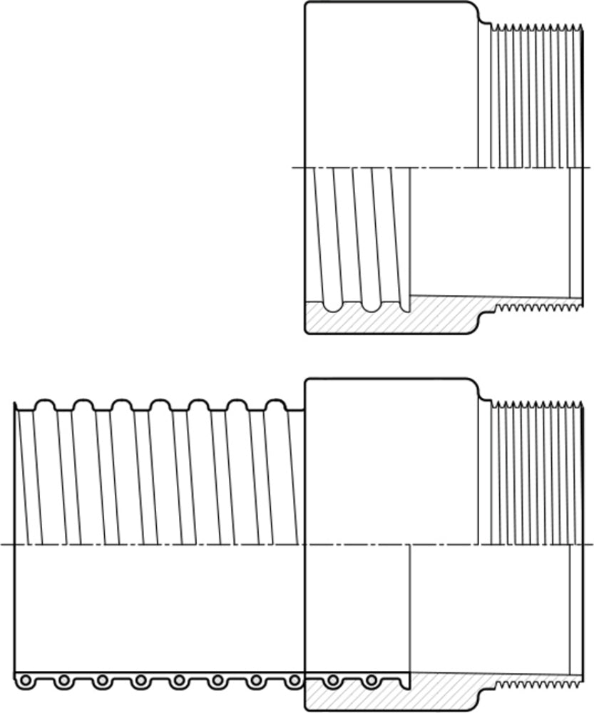 Norres aufschraubbarer Gewindestutzen für AIRDUC® 350, 351, 355, 533, 341, 345, DN 75mm