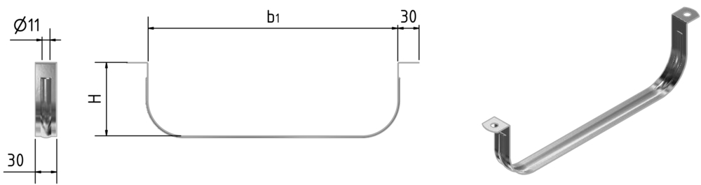 m+a Ovalschelle KWL-OSB, BxH=260x50mm, zur Bodenmontage