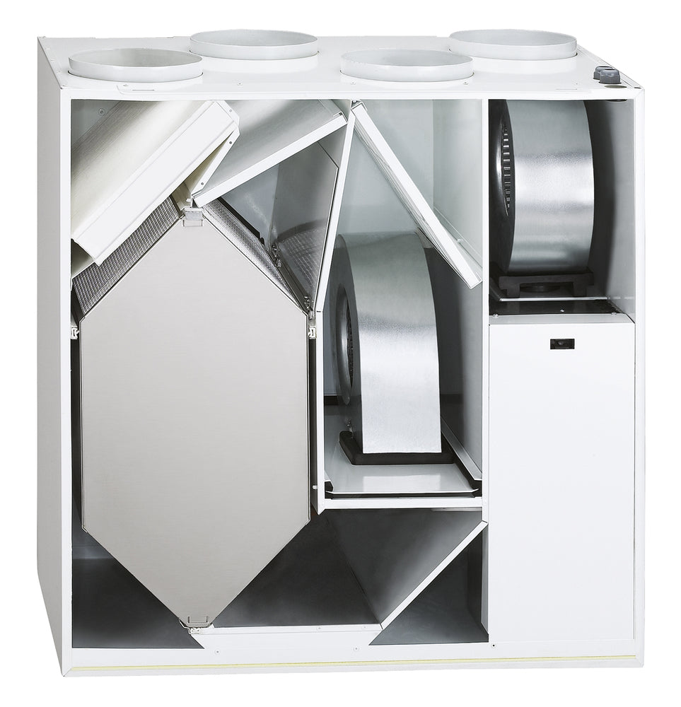 Helios KWL EC 500 W L, Lüftungsgerät links mit WRG EC-Motoren Auto-Bypass und Web-Server