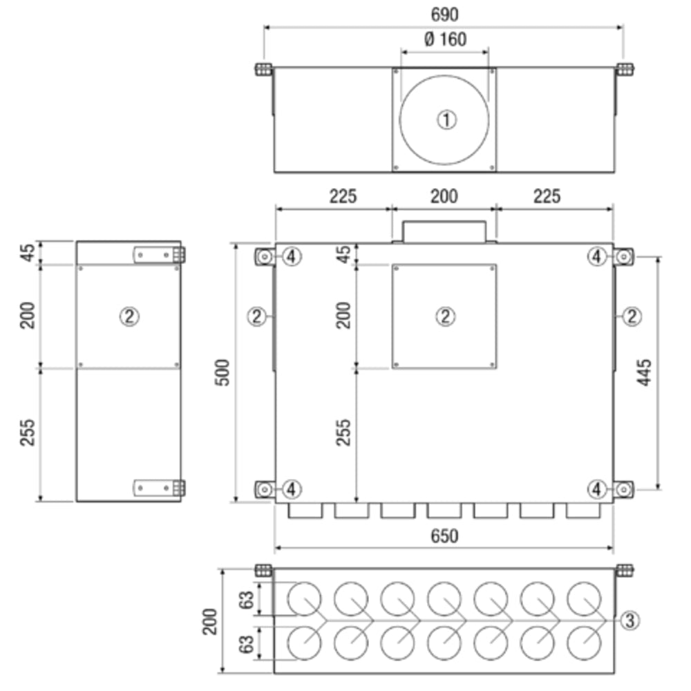 Maico Luftverteiler aus Blech MF-BV63-160-14