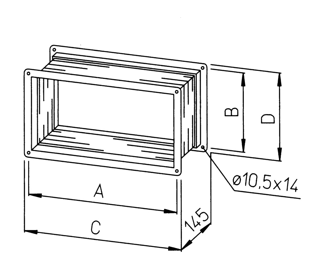 Helios VS 60/35, Flexibles Verbindungsstück rechteckig, mit Flanschen