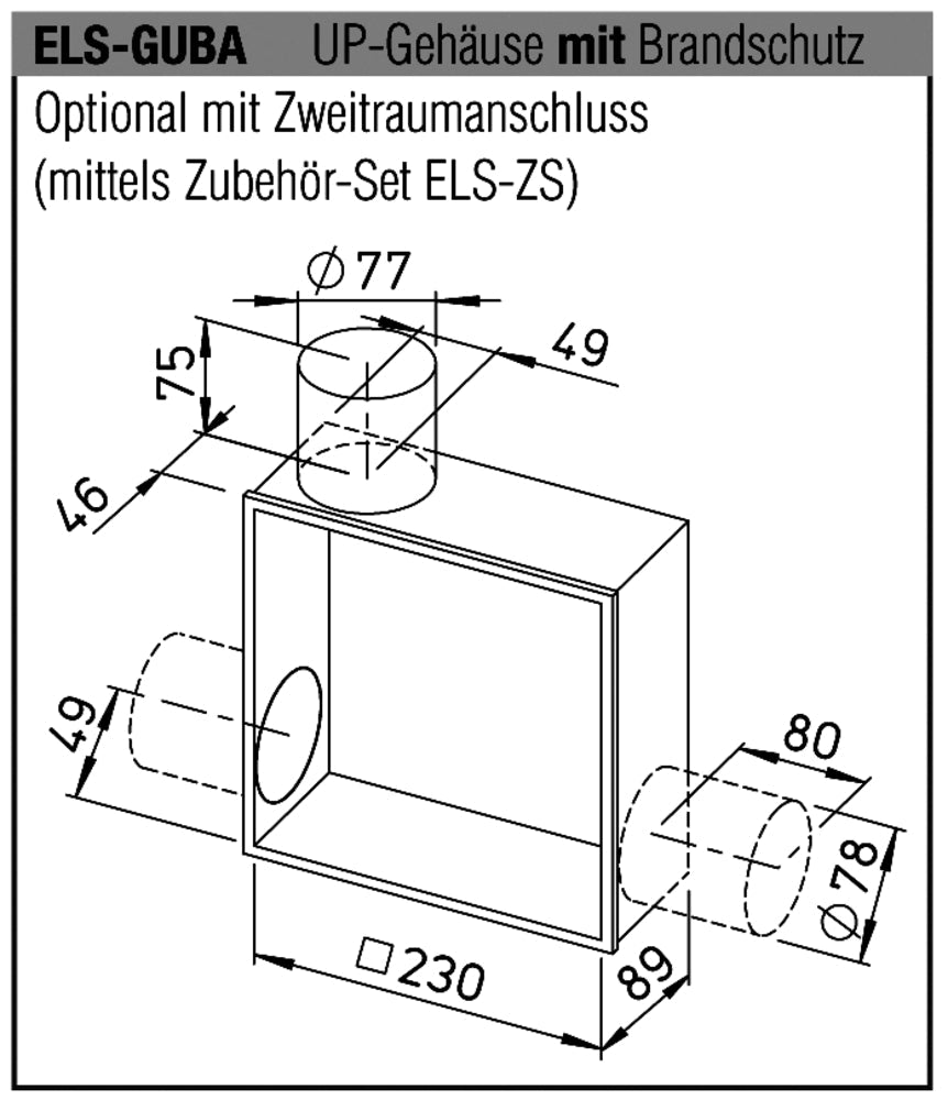 Helios ELS-GUBA, Unterputzgehäuse mit Brand- schutzabsperrklappe K90
