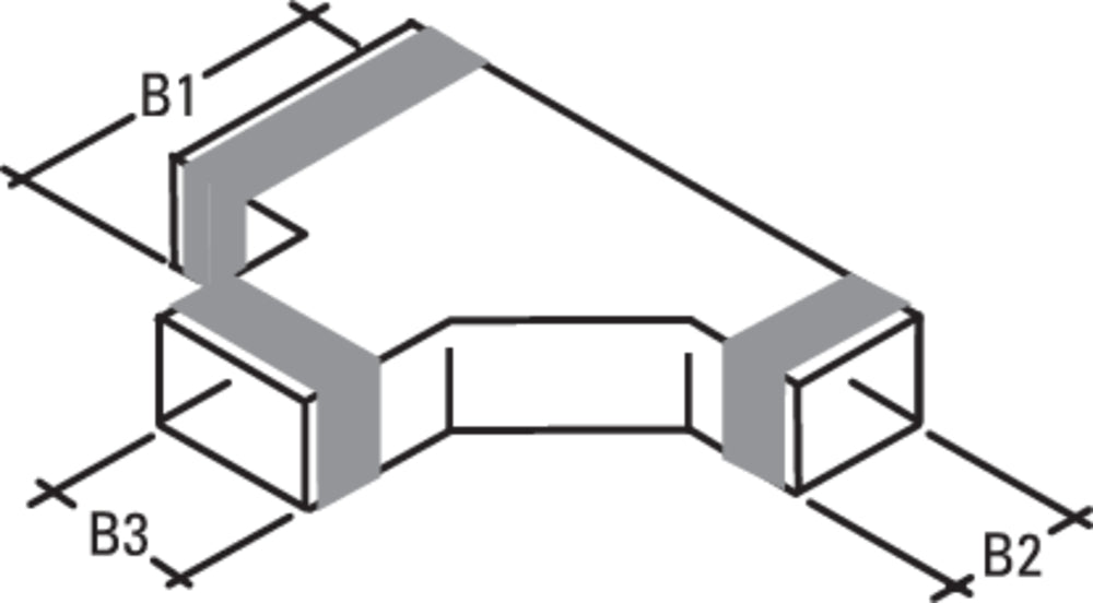 späth Flachkanal-T-Reduzierung FK-TR, B1/B2/B3=220/180/140mm