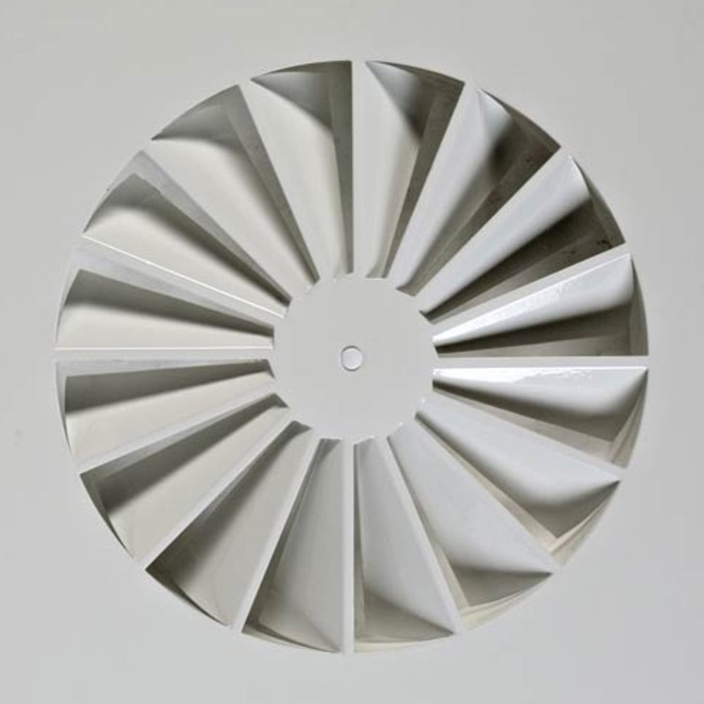 späth Deckendrallauslass DF-RE-Q 500, starre, gebogene Schaufeln, Grundplatte 623x623mm,