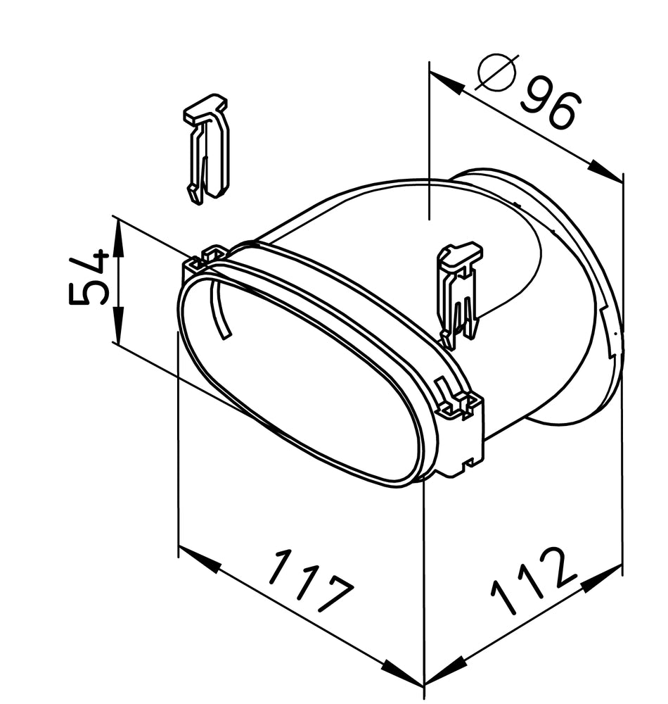 Helios FRS-ES 75, FlexPipe Einzelstutzen Rund 75 mit Bajonett- Verschluss für Blechteile