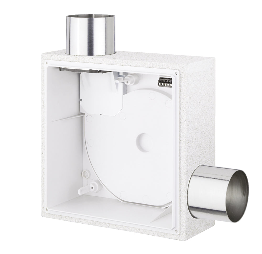 Helios ELS-GUBZR, UP-Gehäuse mit Brandschutzklappe u. -ummantelung K90, Zweitraumanschluss rechts