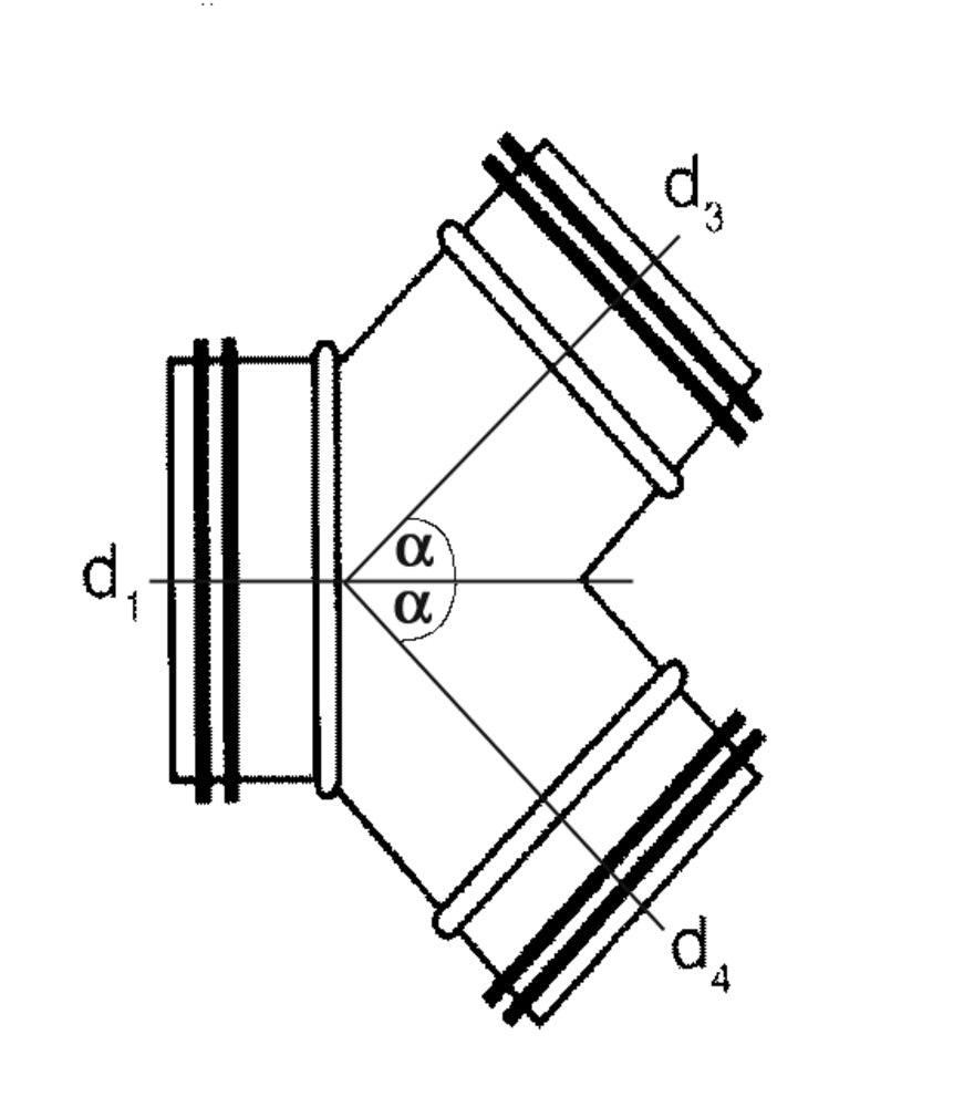 späth Hosenstück UY 45° mit Lippendichtung NW 450/450/450