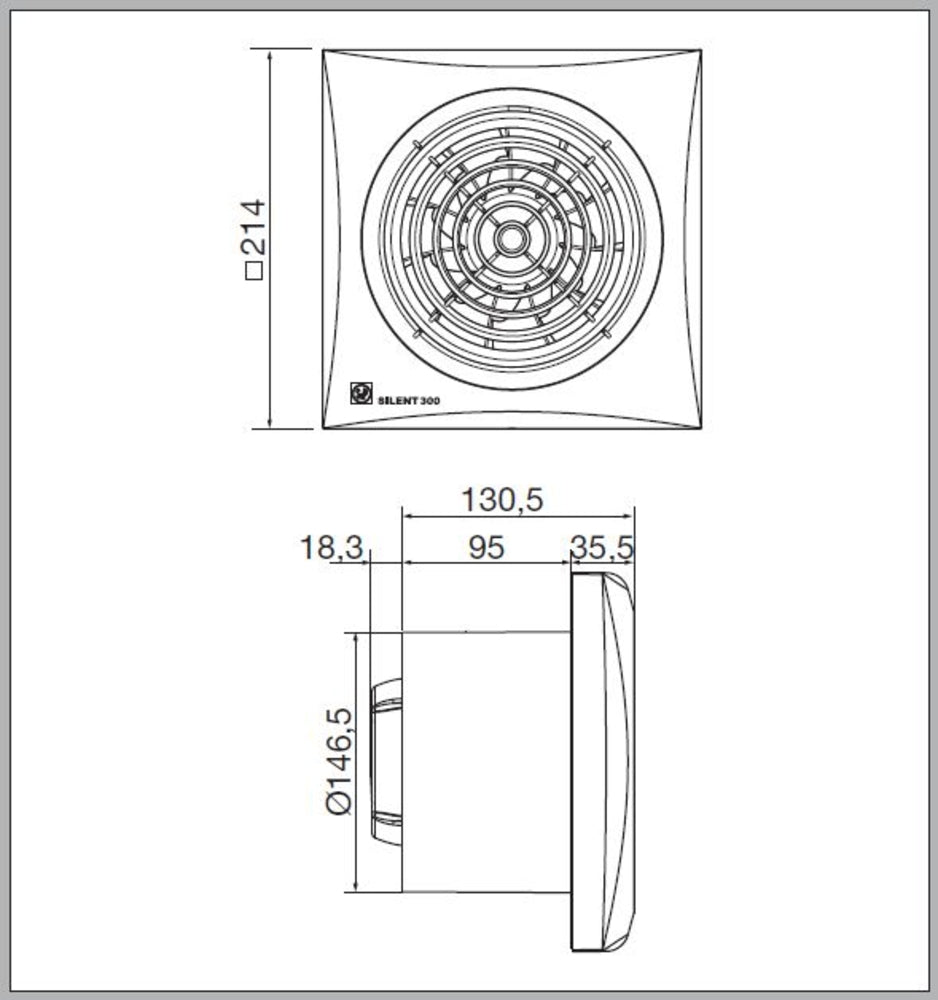 S&P Kleinraum-Ventilator SILENT-300 CHZ PLUS mit Feuchtesteuerung und einstellbarem Nachlauf