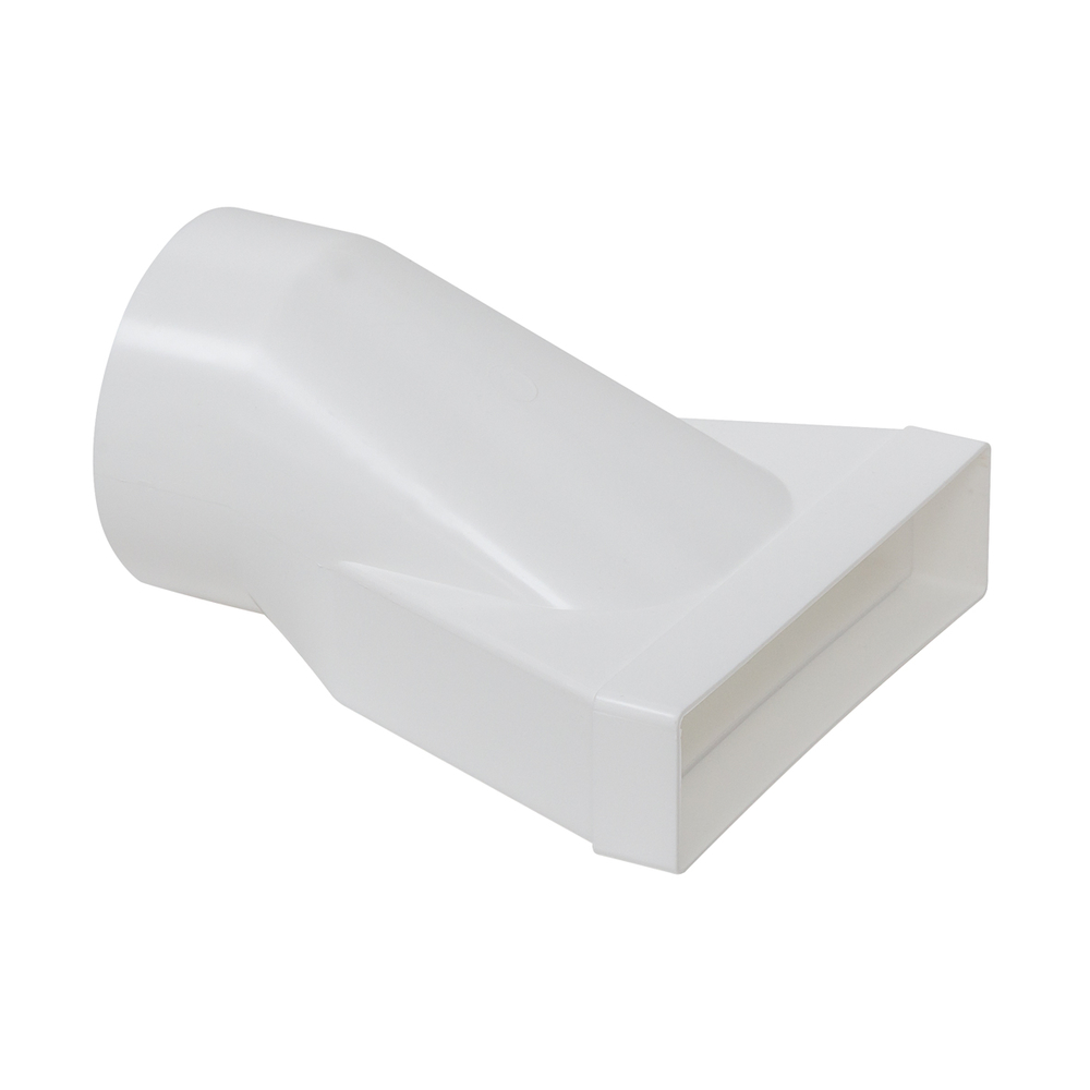 Helios FUE 100, Flachkanal-Übergangsstück von DN 100 mm auf eckig, Kunststoff weiß, mit Muffe