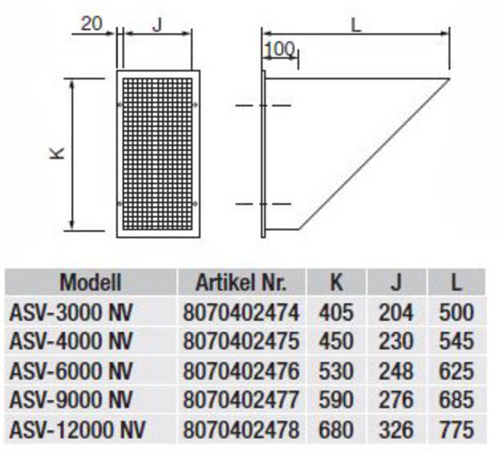 S&P Ausblasstutzen ASV-12000 NV 45° mit Vogelschutzgitter