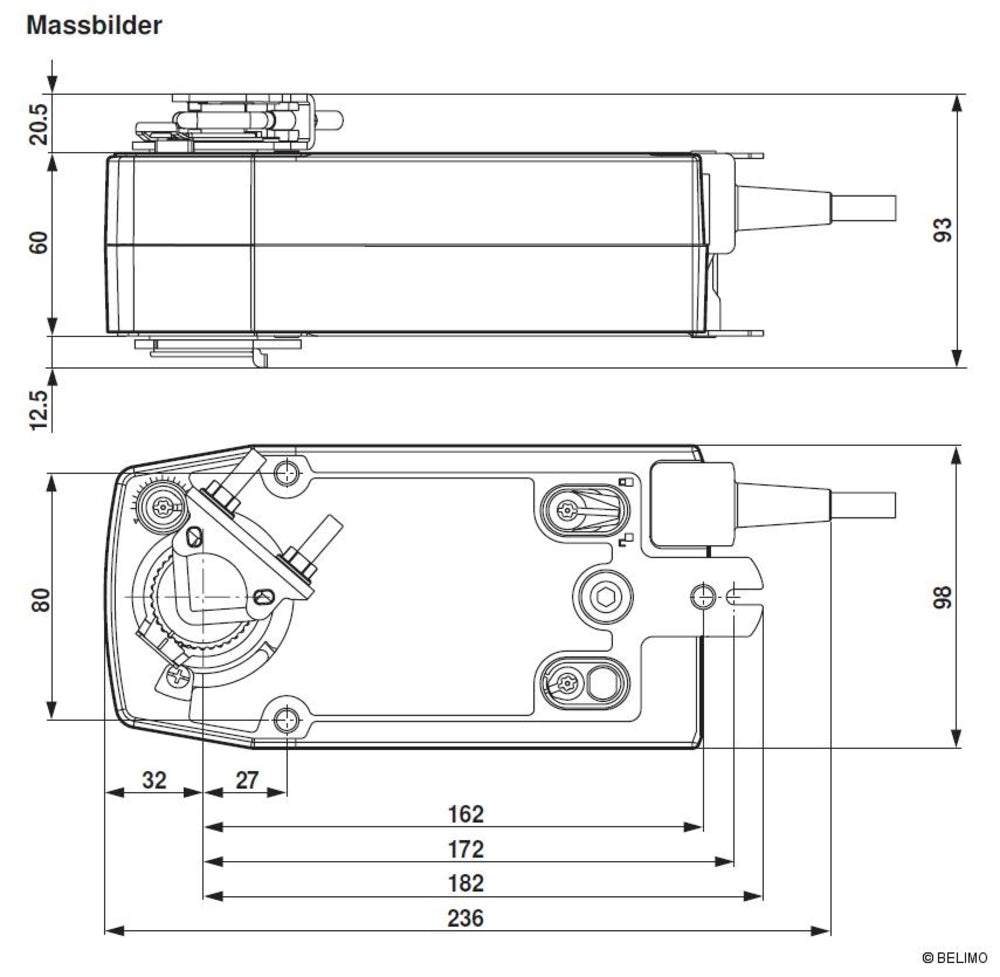 Belimo Federrücklaufantrieb, Auf-Zu, AC/DC 24 V, 20 Nm SF24A