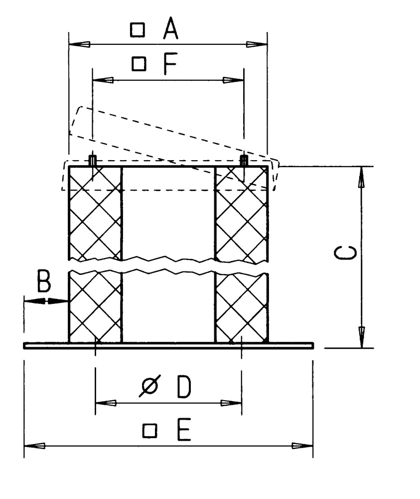 Helios SSD 500/560/630, Sockelschalldämpfer Höhe 1200 mm