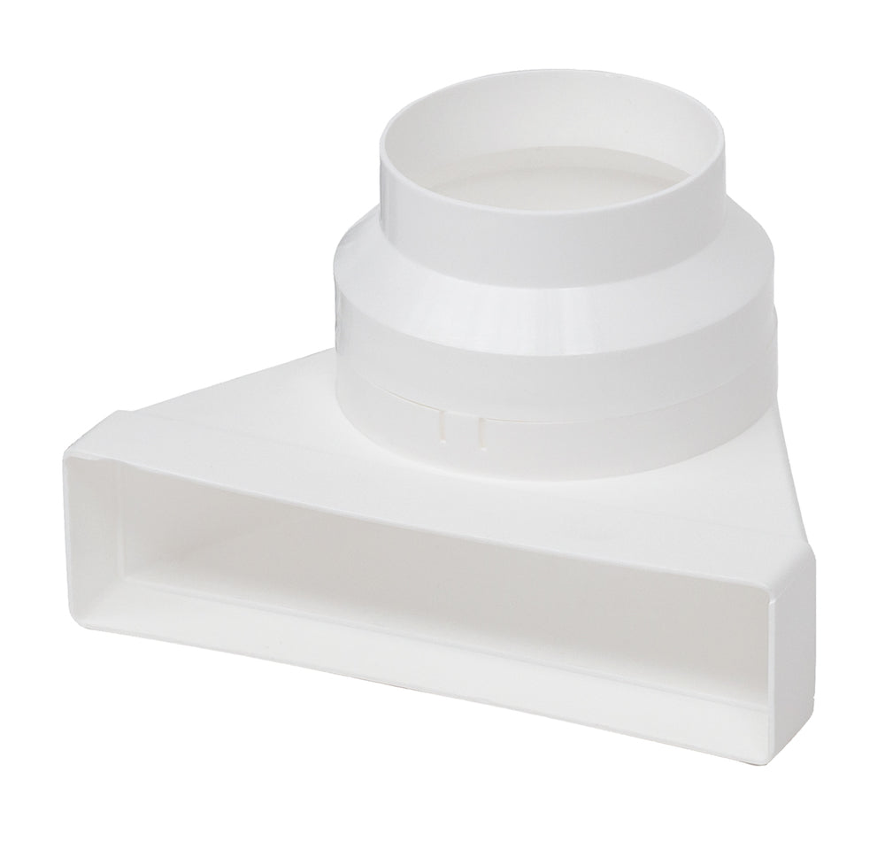 Helios FE 100, Flachkanal-Umlenk-/Übergangsstück 90 Grad, DN 100 mm auf eckig, Kunststoff weiß