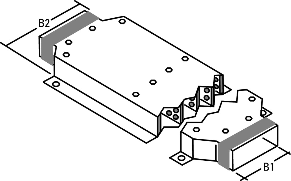 späth Flachkanal Kulissenschalldämpfer (L=1000mm) FK-FSB, B1xB2=220x545mm