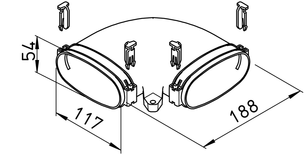 Helios FRS-BH 51, FlexPipe Bogen Horizontal 90 Grad, Rohr Oval 51