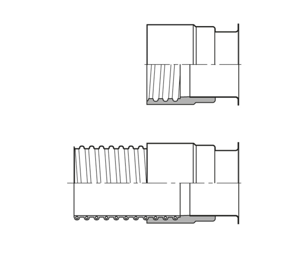 Norres Bördelrohr aufschraubbar für AIRDUC® 350, 351, 355, 533, 341, 345, DN 120mm