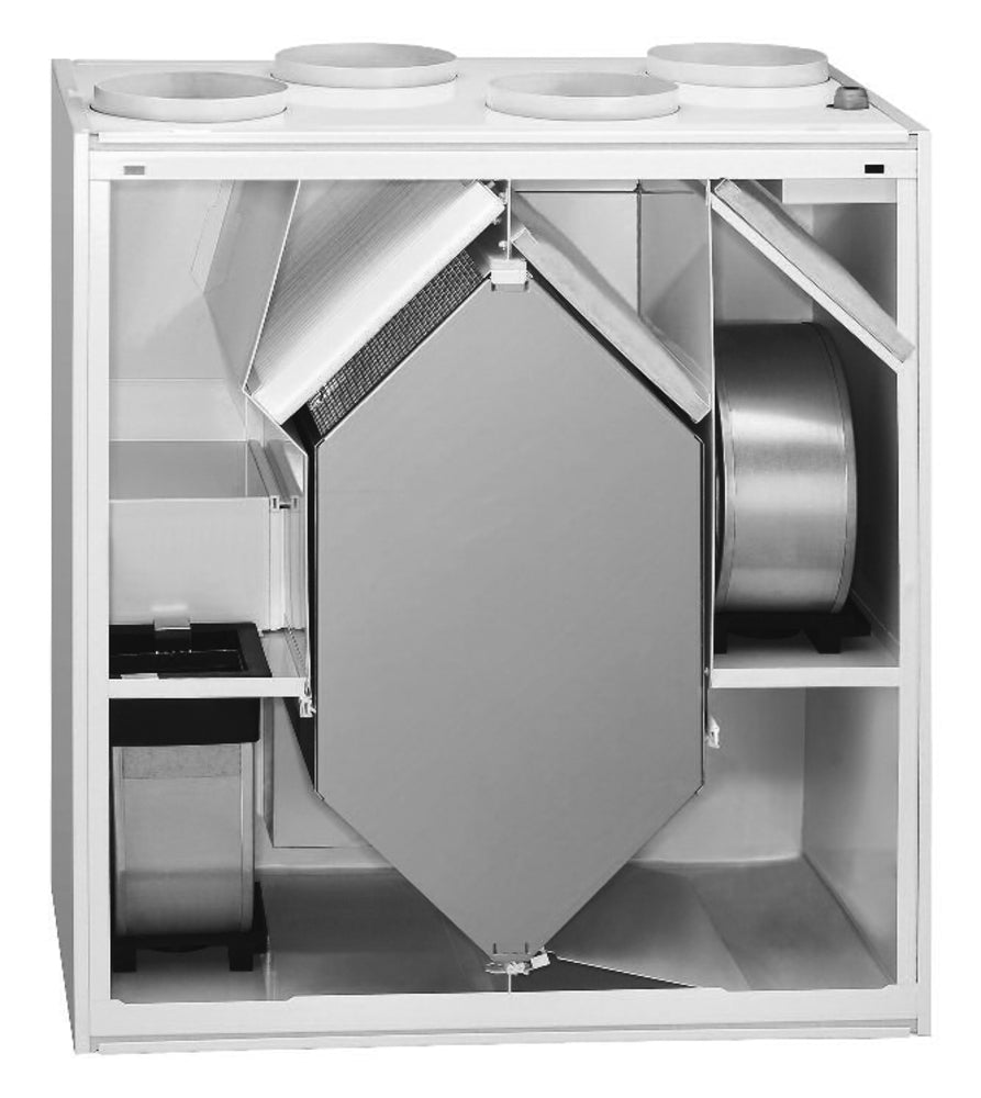 Helios KWL EC 500 W R, Lüftungsgerät rechts mit WRG EC-Motoren Auto-Bypass und Web-Server