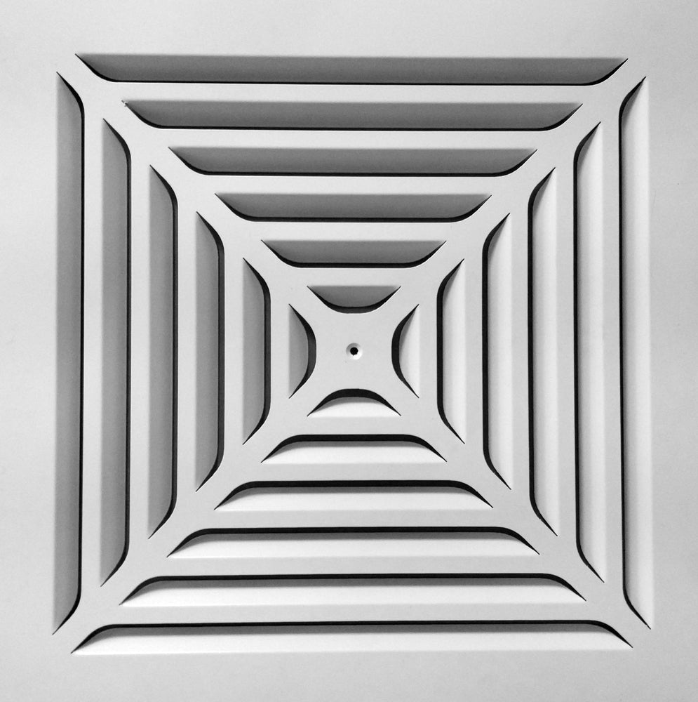 späth Deckenluftauslass 52-FR-4-Stamp 370/225, 4-seitig ausblasend, gestanzte, umlaufende Lamellen