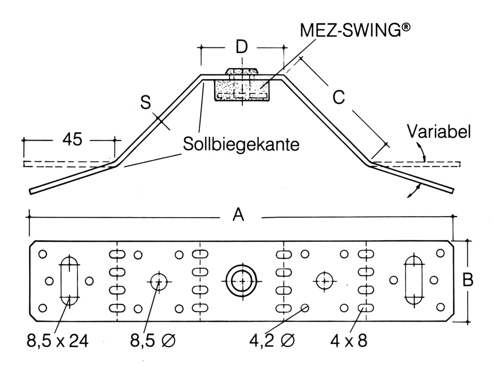 MEZ Aufhängeeleemnt f. Blechrohrleitungen TRASAT 824-S, m. Schwingungsdämpfer