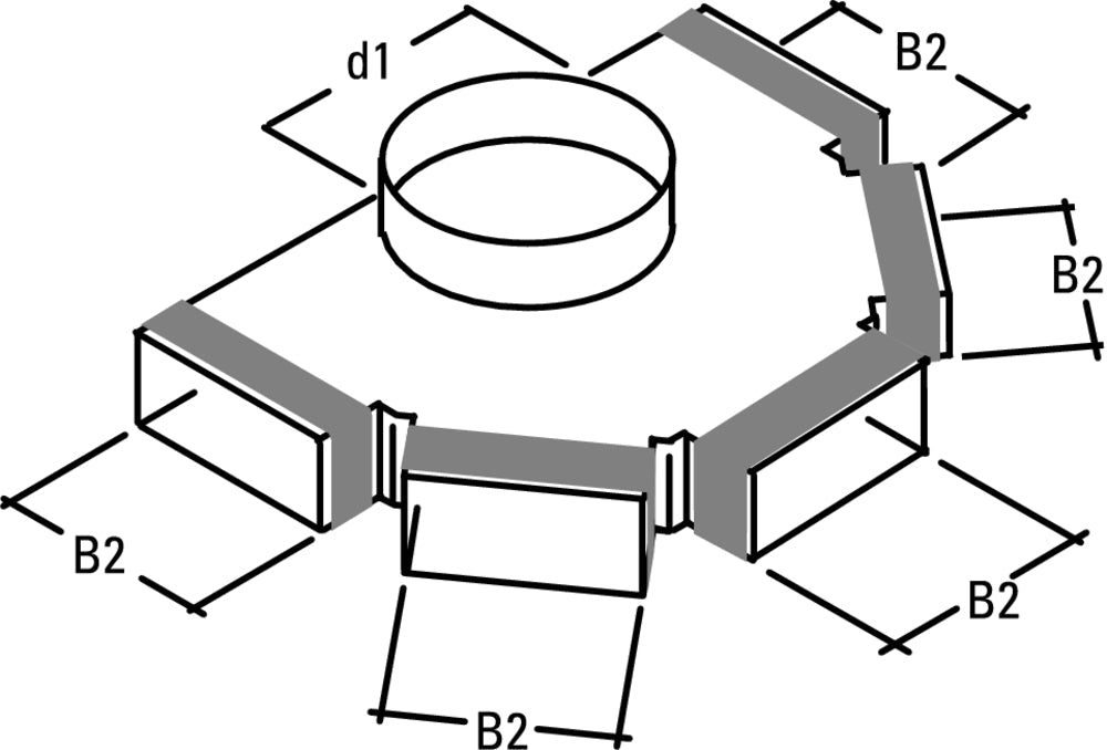 späth Flachkanal 5-fach Verteilerohr FK-VR5, B1/B2=160/5x100mm