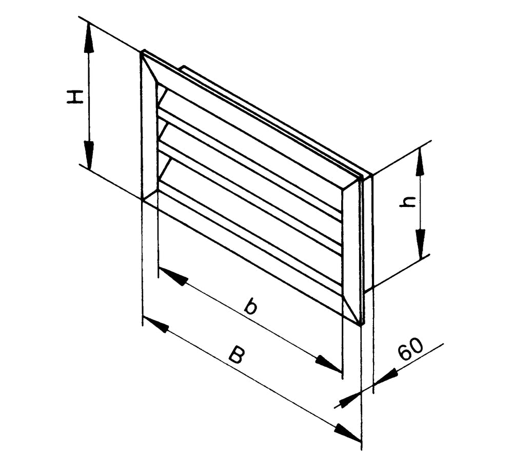 Helios WSG 60/30, Wetterschutzgitter rechteckig Aluminium eloxiert