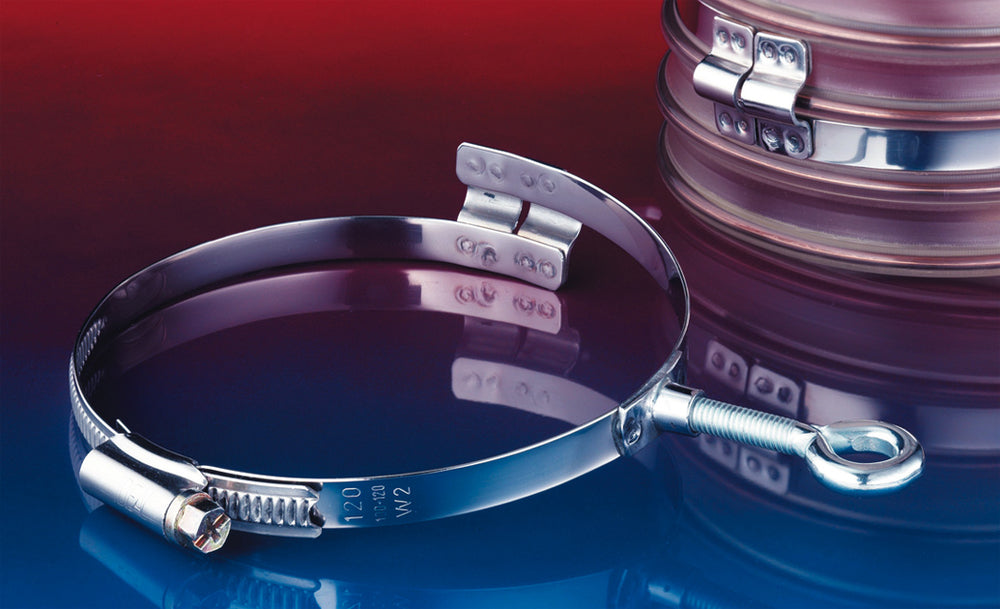 Norres Brückenschelle mit Befestigungsöse für gewellten Spiralschläuchen, DN 220-225mm