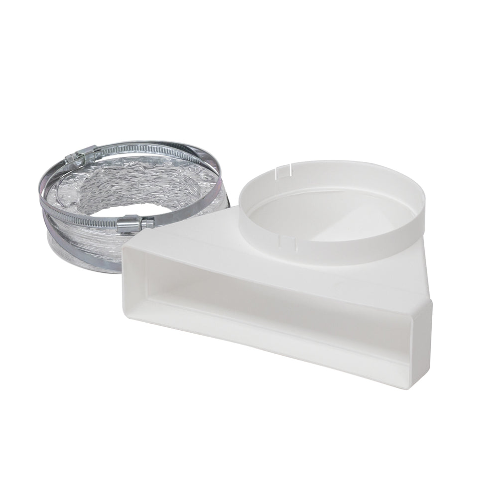 Helios FU 90/125, Flachkanal-Umlenk-/Übergangs- stück m. Schlauch u.2 Schellen DN 125 auf rechteck