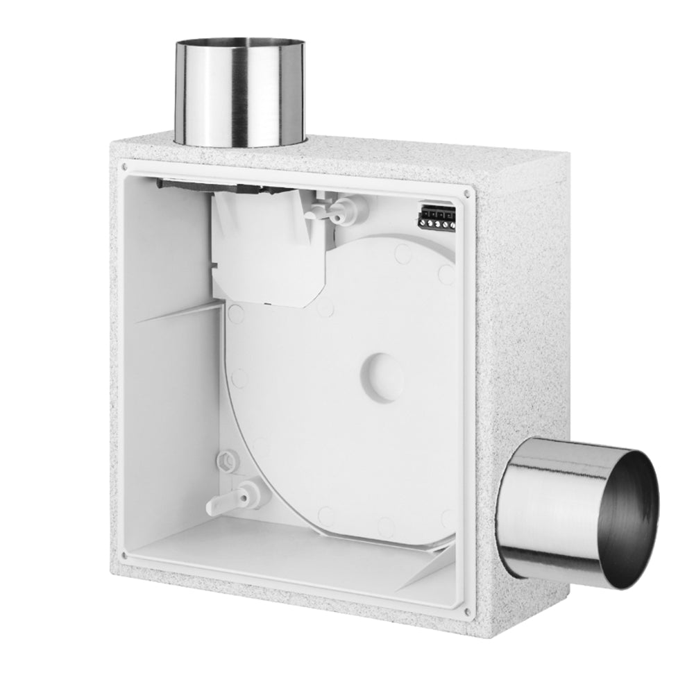 Helios ELS-GUBZR, UP-Gehäuse mit Brandschutzklappe u. -ummantelung K90, Zweitraumanschluss rechts