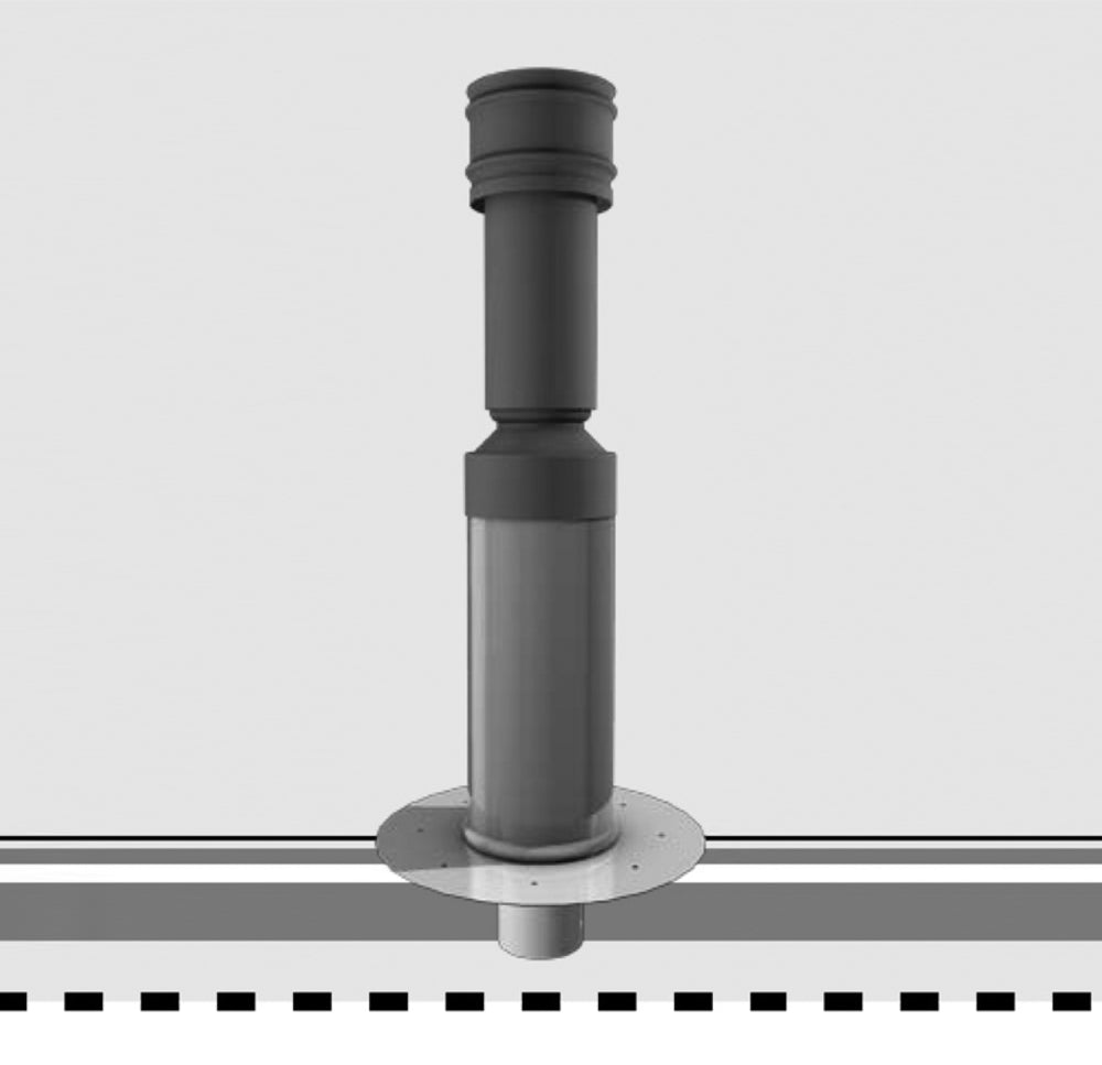 gebavent Flachdachhaube FDL 200/450, schwarz, zweiteilig, für Zu- und Abluft
