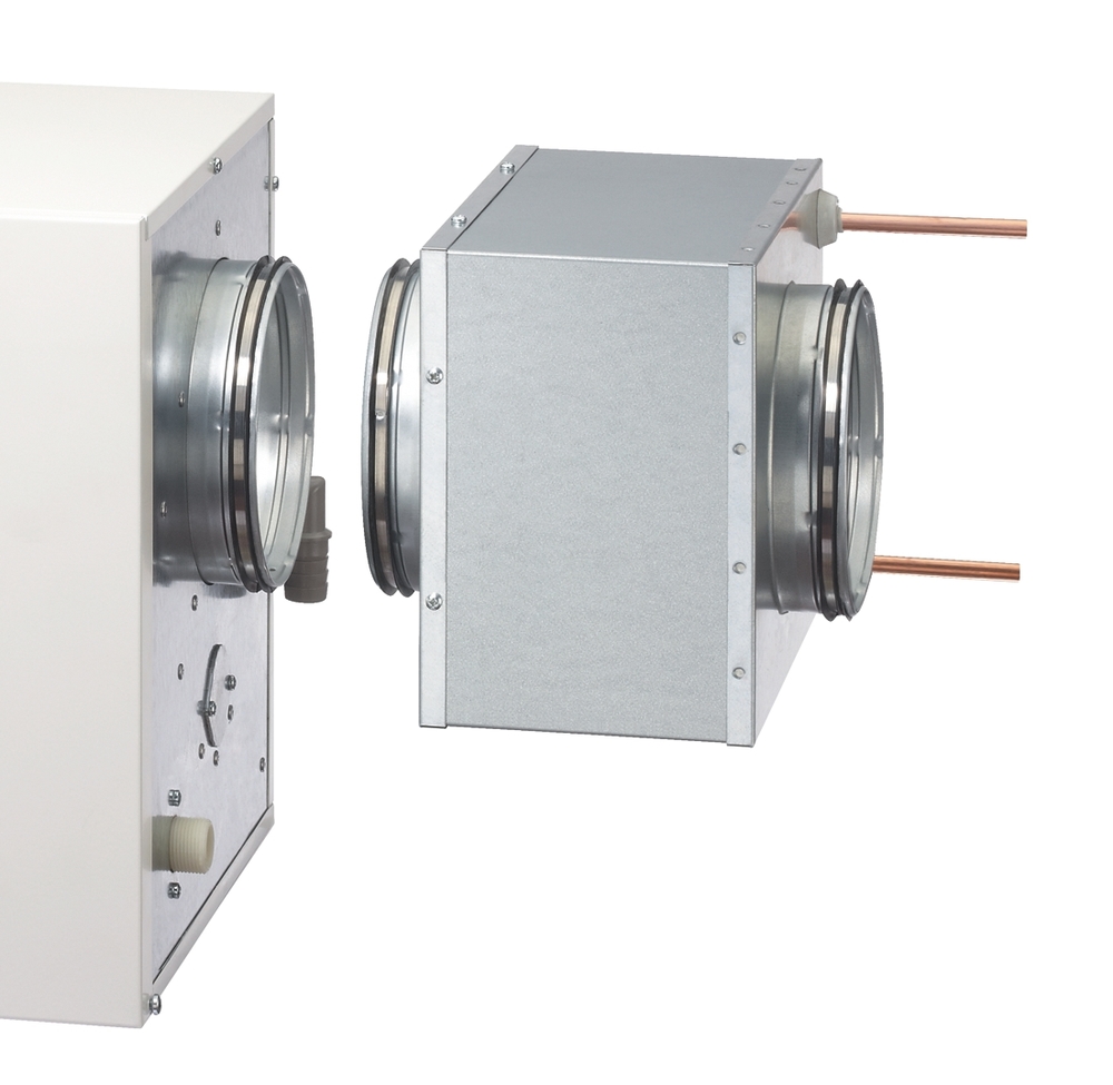 Helios KWL NHR 500, Niedertemperaturheizregister zu KWL HB 500 bei NT-Heizsystemen